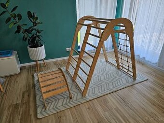 Drevena detská preliezka + montessori hojdacka