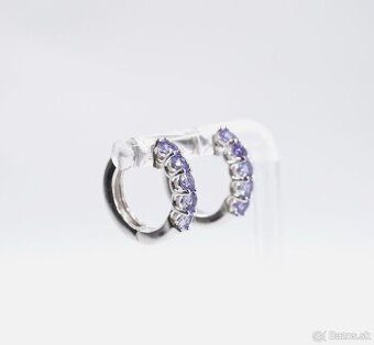 Náušnice ze stříbra 925/1000 menší kruhy se Tanzanity