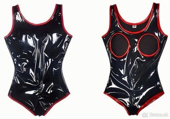 IMITÁCIA LATEXU-KRASNE BODY S OTVORAMI NA ZIPS….XL(44)…NOVE