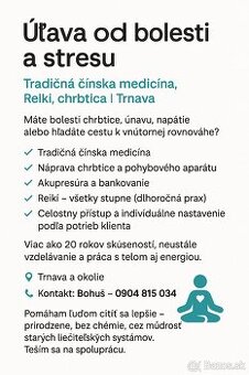 Úľava od bolesti a stresu, tradičná čínska medicína a masáž