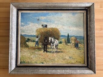 Obraz Jan Karel Janovský, Žně olej na plátně 55x65