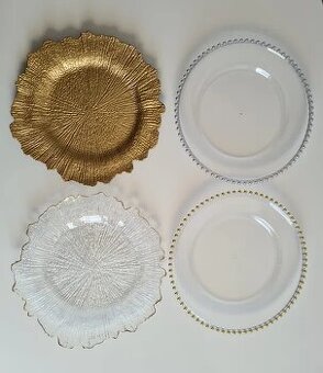 Sklenené klubové taniere – rôzne veľkosti a vzory