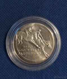 Strieborná pamätná minca 100 Kčs,1990 - Veľká pardubická