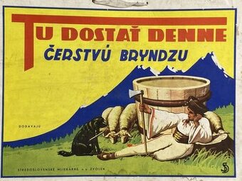 Reklamná papierová cedula Bryndza mliekárne Zvolen