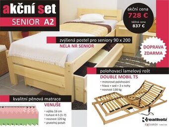 Zvýšená polohovateľná posteľ pre seniorov a dlhodobo chorých