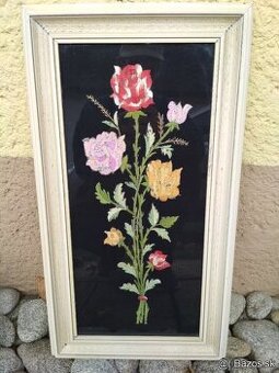 Obraz Kvety vyšivka