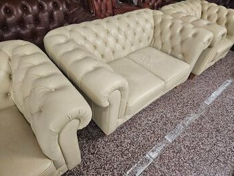 CHESTERFIELD ŠTÝL,KOŽENÁ 3+2+1 /NEROZŤAHOVACIA