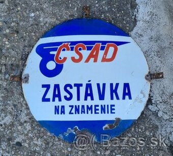 Predám smaltovanú tabuľu zastávka ČSAD na znamenie