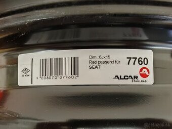 Plechový disk Alcar Stahlrad KFZ 7760 6x15