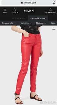 Emporio Armani 28 červené nohavice ako kožené originál