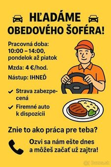voľné miesto obedového donáškového šoféra Košice