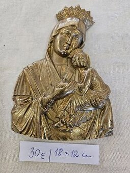 Krásny mosadzný obrázok Matka ustavičnej pomoci 30€