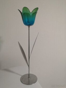 Predám svietnik /dekoračný predmet / nerez+sklo