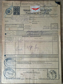 Správa dráh - Nákladný list pre nákladný tovar 1934 - 1