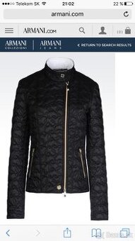 Armani Jeans bunda M srdiečka čierna štýlovka v zľave