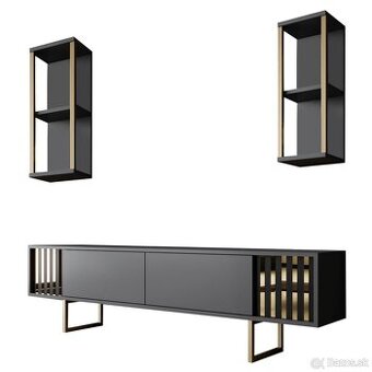 Obývacia stena GOLD LINE - antracitová/zlatá -