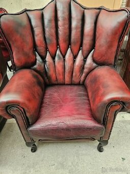 CHESTERFIELD ŠTÝL,KOŽENÉ KRESLO,DVOJFAREBNÉ
