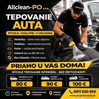 Tepovanie auta – priamo u vás doma (Prešov)