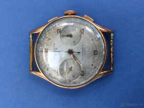 Stary chronograf Zlaté hodinky puncovane 18 karatove zlato
