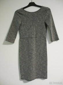 Sivočierne pruhované šaty - 1