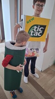 2 kostýmy plechovka vinea a krabička tic tac karneval