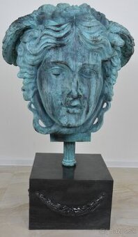 Bronzová socha - Medusa na mramoru - XXL - 98 cm