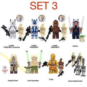 Rôzne figúrky Star Wars 4 (8ks) - typ lego - nové