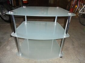 sklenená polička-stolík, vešiak - 1