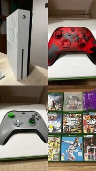 Xbox one s (Minecraft edition) + ovládače a hry