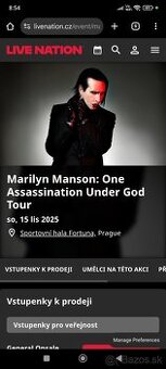 Vstupenky Marilyn Manson