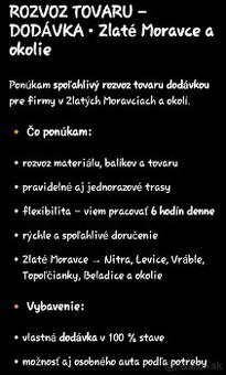 Rozvoz tovaru materiálu ľudí alebo aj obedového menu