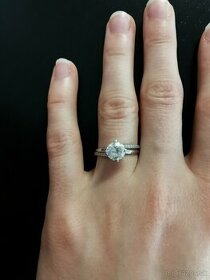 Zásnubný prsteň biele zlato 585 - veľkosť 52 - 1