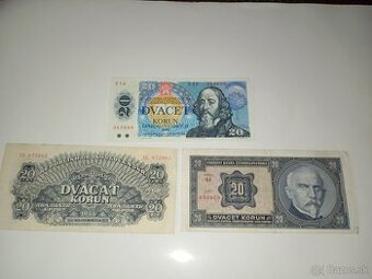BANKOVKY 20 KČS 1926-1988, 3 RŮZNÉ EMISE