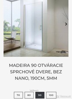 Madeira 90 otváracie sprchové dvere 190cm 8mm