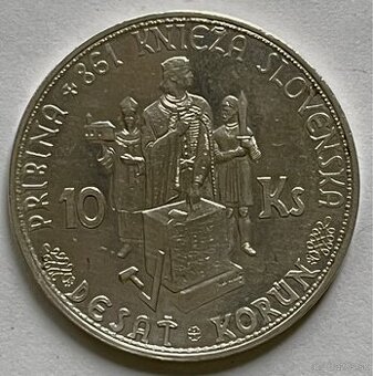Slovenská Republika - Knieža Pribina 10 korún 1944 Ag
