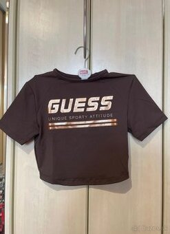 GUESS hnedé crop top tričko – NOVÉ s visačkou