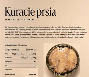 Kuracie a morčacie prsia v konzerve–kvalitné mäsko SR