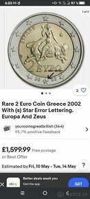 2€ minca grecko 2002 chybna razba - 1