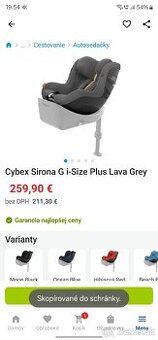 Nová autosedačka Cybex Sirona G i-Size Plus Lava Grey