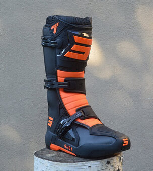 topánky MX ATV SX ENDURO čierno neo oranžové shot