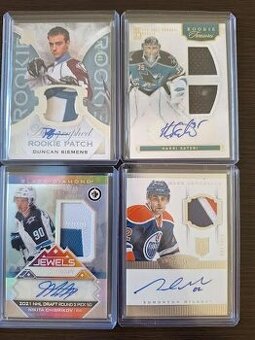 Hokejove karty,kartičky rookie autogramy patche jersey