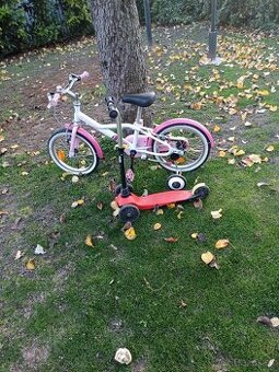 Detský bicykel a kolobezka