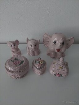 Retro ruzove keramicke vazicky