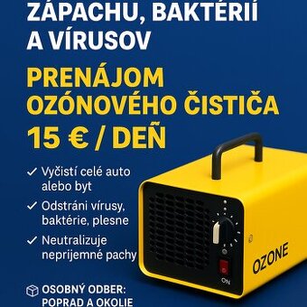 Profesionálny ozónový čistič na prenájom