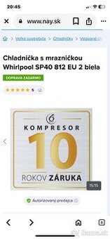 Chladnička s mrazničkou Whirlpool SP40 812 EU 2 biela