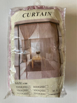 šnúrkový záves ružovo-strieborný