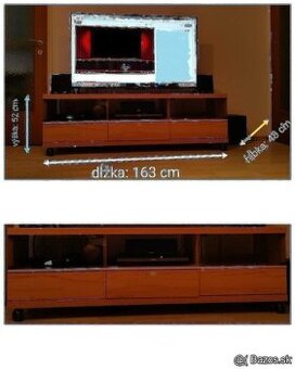 TV stolík 163 cm dĺžka, na kolečkách