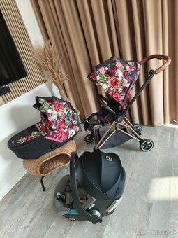 CYBEX MIOS Rose Gold/Spring Blossom Dark, kočík-3kombinácia