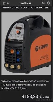 Predám pulznú invertorovu TIG zváračku Kemppi Minarc Tig 250