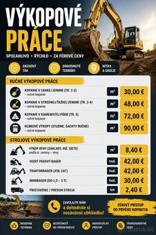 VÝKOPOVÉ PRÁCE – RUČNÉ AJ STROJOVÉ | KRAJ NITRA
